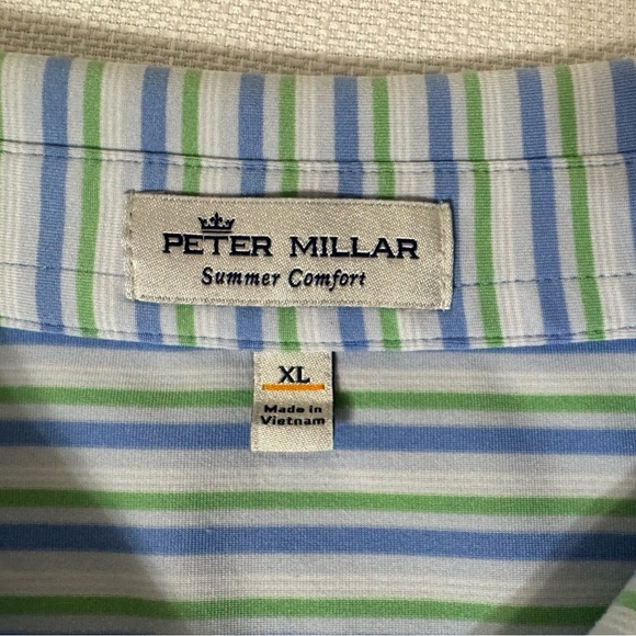 Peter Millar Summer Comfort Polo Golf Shirt Payne’s Valley Logo Striped Size XL - Picture 5 of 11